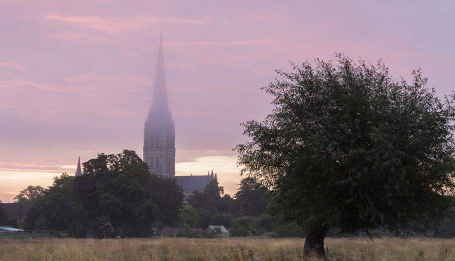 Salisbury Cathedral in mist