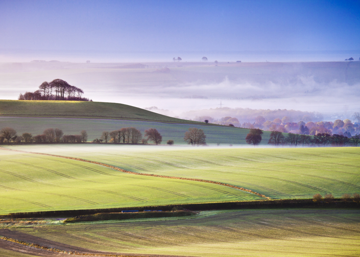 A misty landscape in the Vale of Pewsey