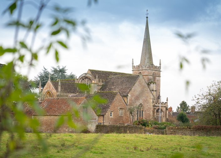 Church and houses in Lacock