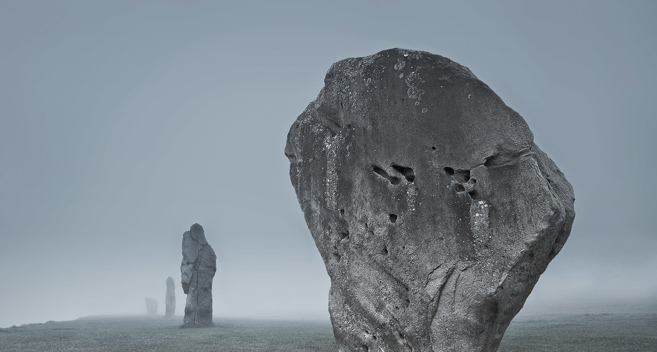 Mists surrounding the standing stones at Avebury