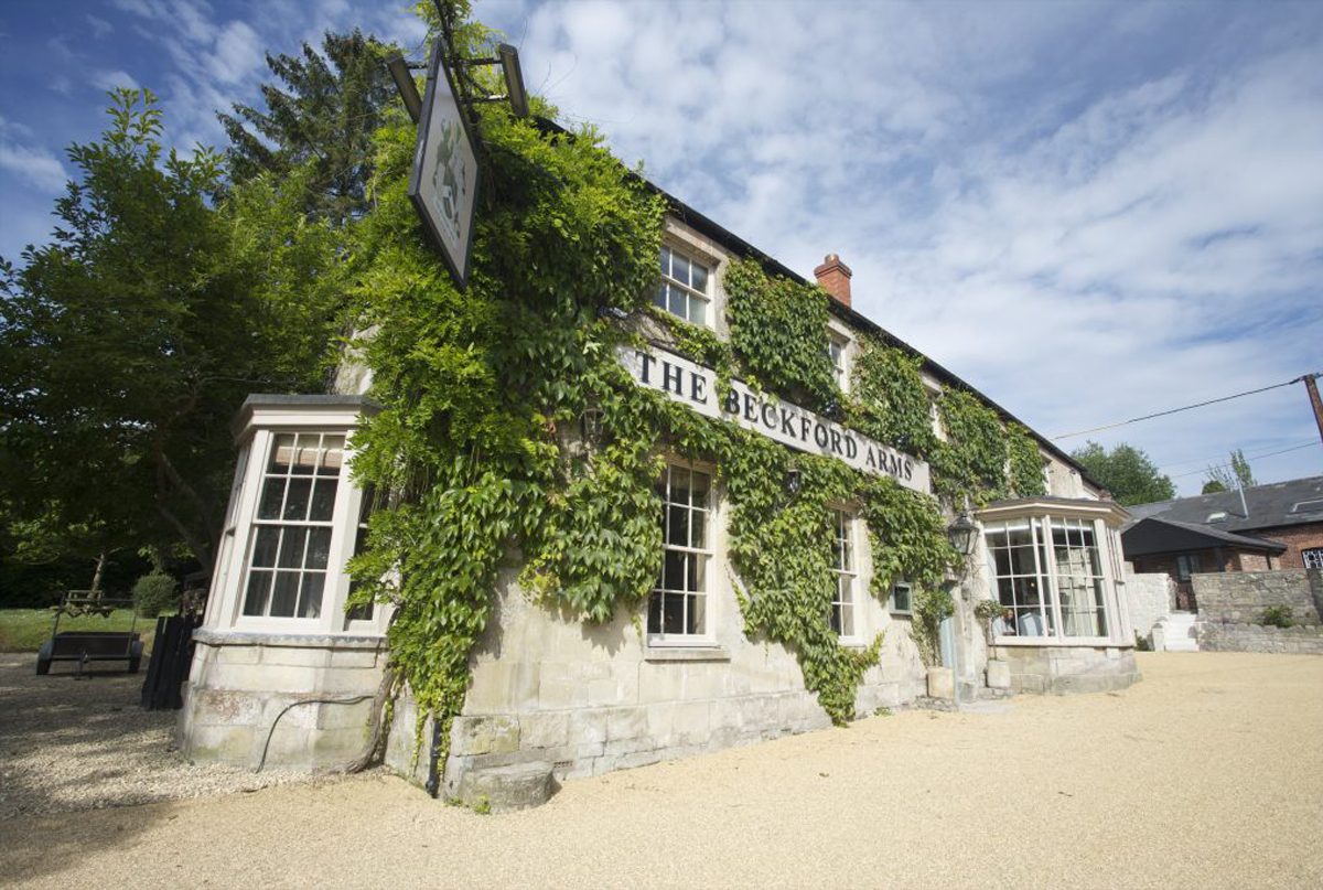 The outside of the Beckford Arms pub