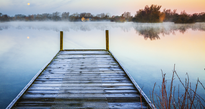 Mist on the water at Cotswold Water Park