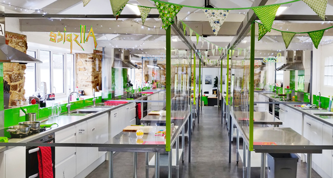 Kitchen pods at The Farm Cookery School 