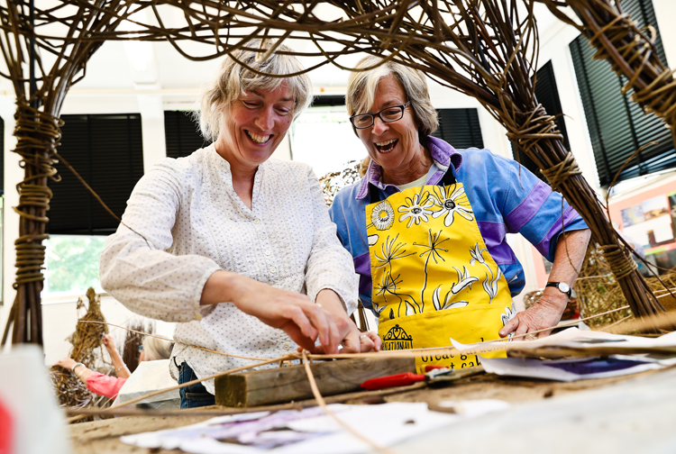 Learning how to weave willow at Marlborough College