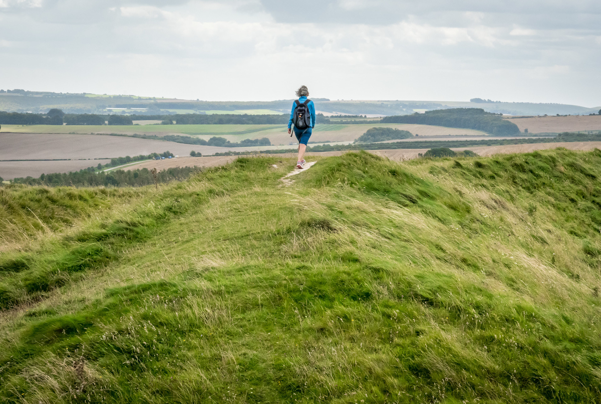 Woman walking on the downs