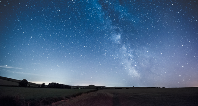 Stars shining above Silbury Hill