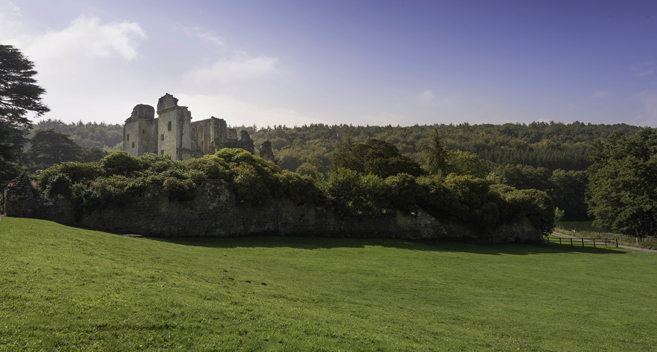 The ruins of Old Wardour Castle, surrounded by trees