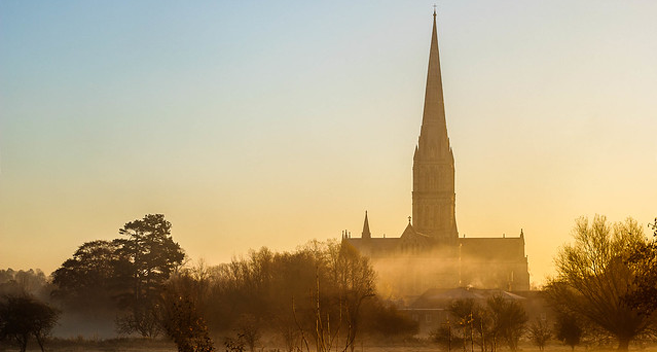 Mists around Salisbury Cathedral