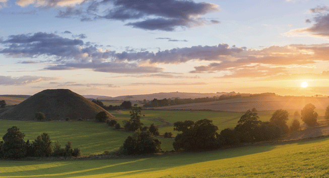 Sunset at Silbury Hill in Summertime