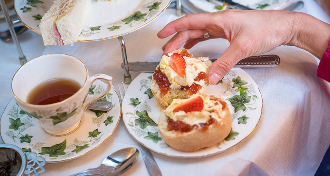 A cup of tea and a scone