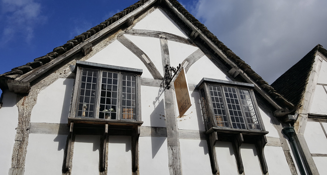 The outside of the Sign of the Angel pub