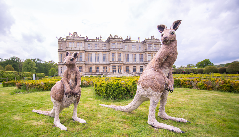 kangeroo statues outside Longleat house