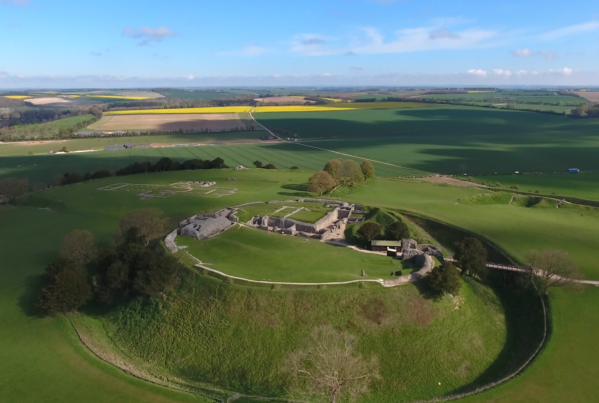 hill fort surrounded by fields