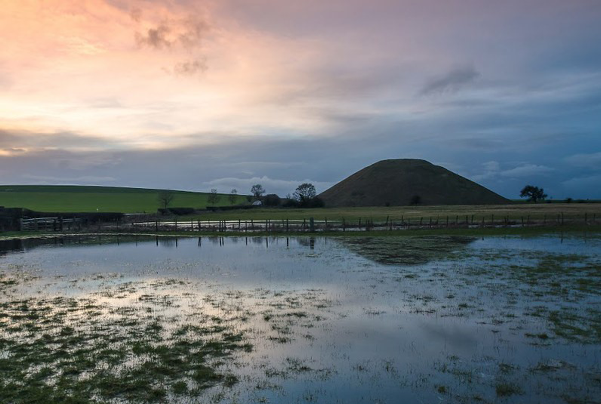 Landscape with large manmade hill