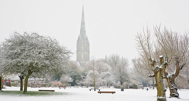 Salisbury in the snow at Christmas