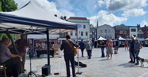 Musicians performing outside