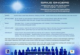 Sirius Singers taster workshop sessions